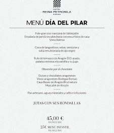 Menú especial del Día del Pilar en el Hotel Reina Petronila (viernes, 12)