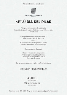 Menú especial del Día del Pilar en el Hotel Reina Petronila (viernes, 12)