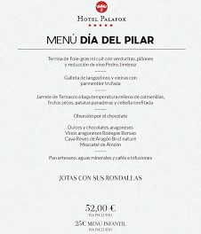 Menú especial del Día del Pilar en el Hotel Palafox (viernes, 12)