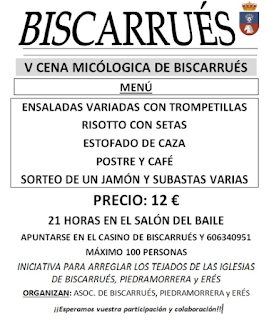 BISCARRUÉS. Cena micológica (domingo, 4)