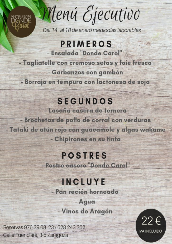 Donde Carol menu 19-01-14