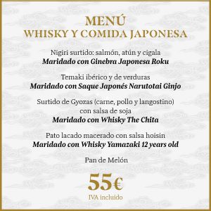 Menú Whisky y Comida Japonesa