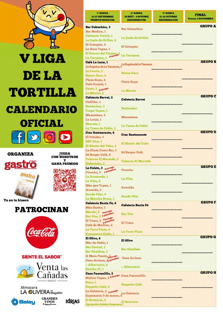 2019 Cartel Calendario 16avos V Liga de la tortilla