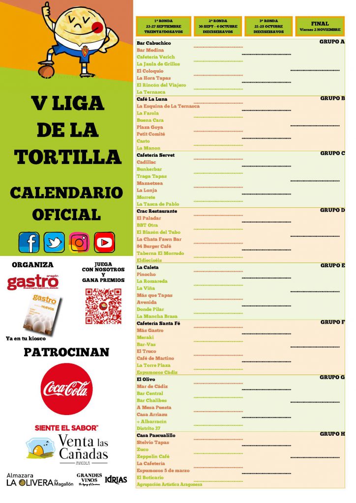 lIGA TORTILLA 2019 Cartel Calendario 32avos BAJA