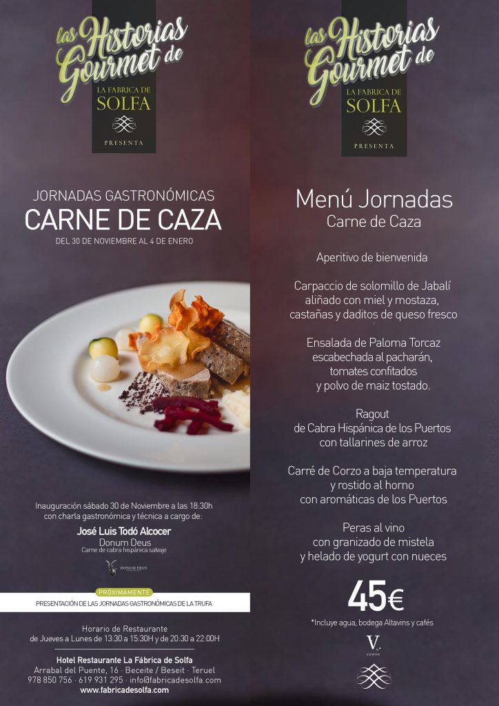 Menú Jornadas Gastronómicas Carne de Caza