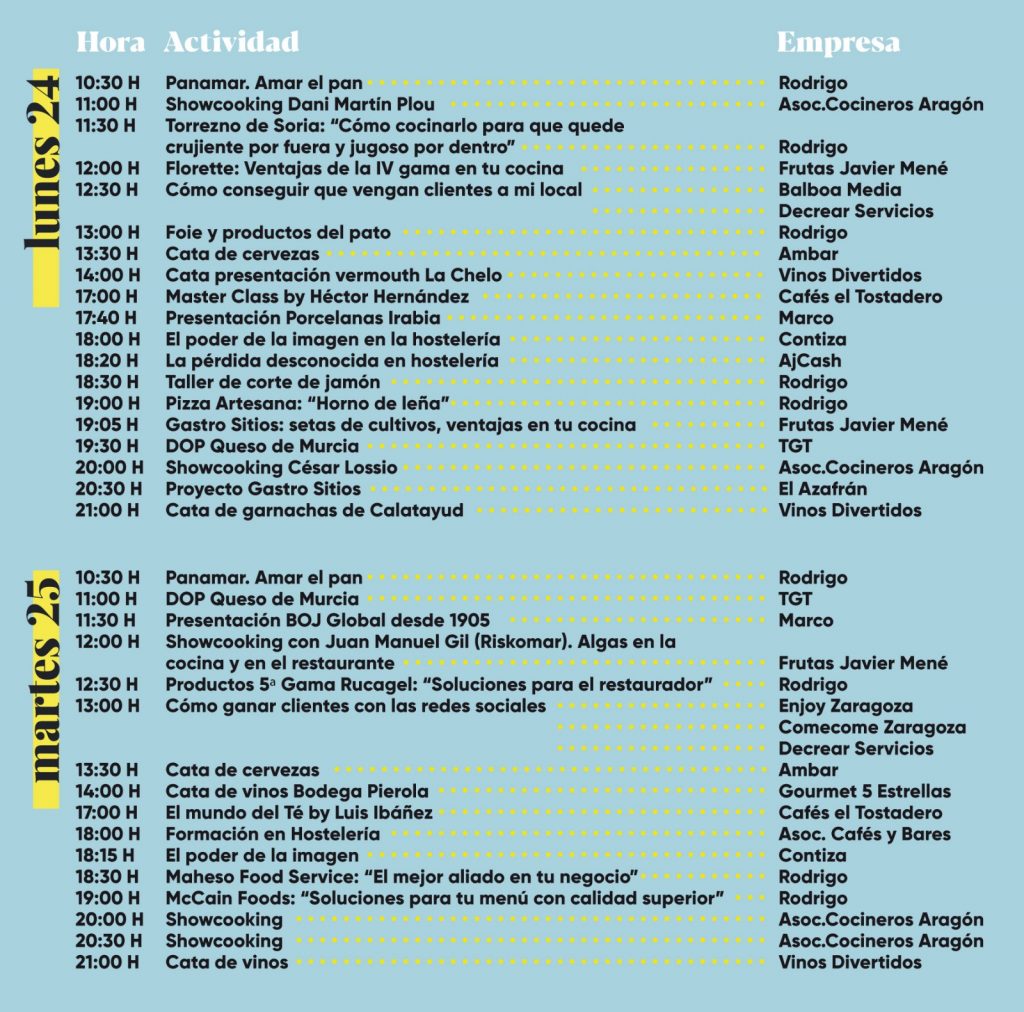 Programa IX Taller de Gastronomía de Aragón