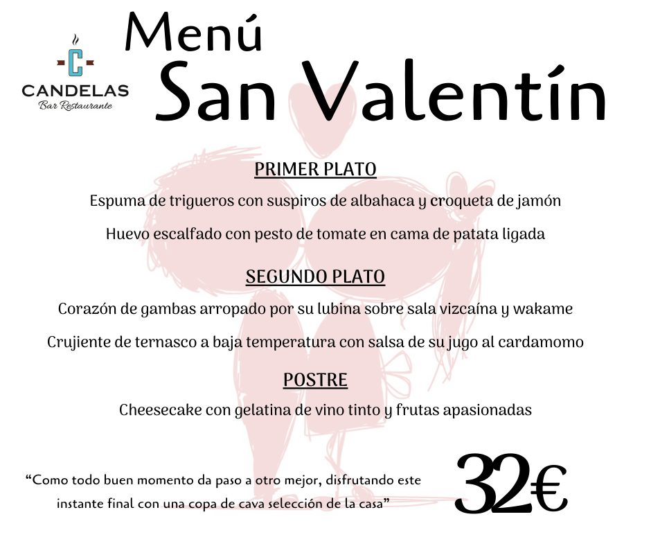 menú San Valentín en El Candelas