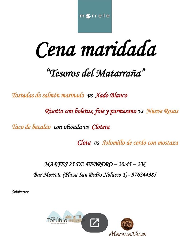 Cena maridada Tesoros del Matarraña