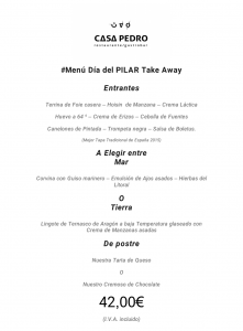 Menu Piilar Casa Pedro