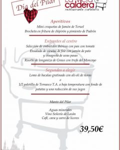 Menu Pilar Vieja Caldera
