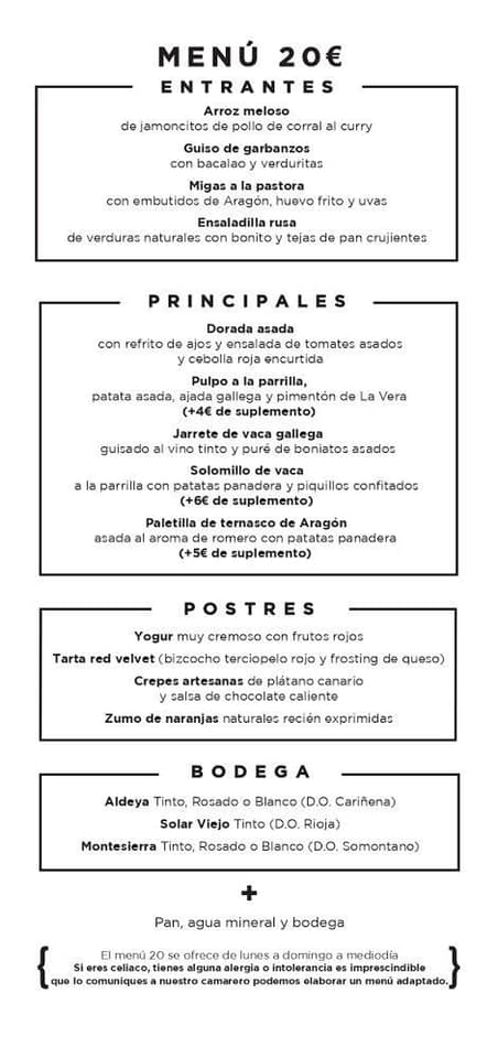 Menú Parrilla Albarracín