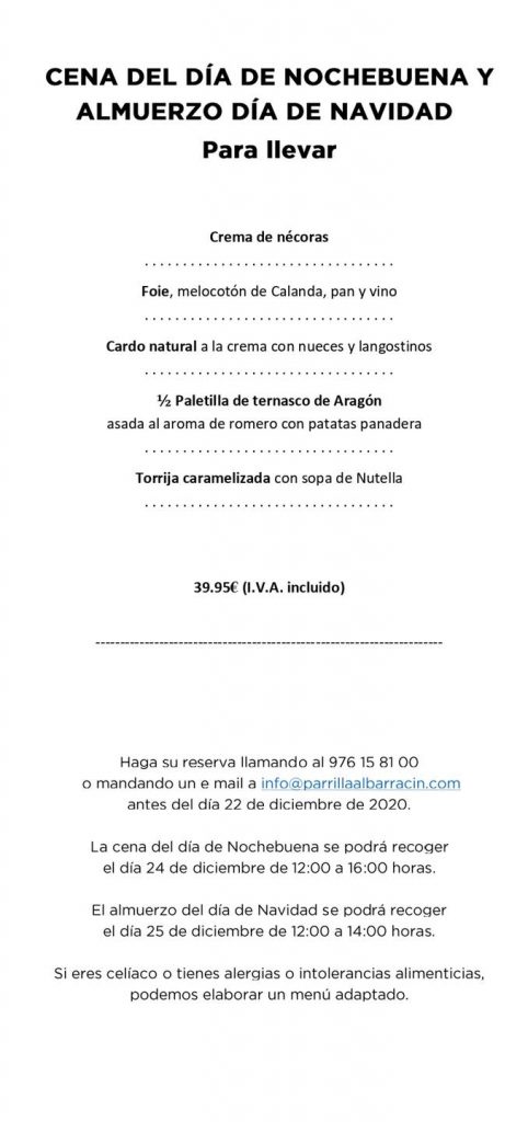 Parrilla - Cena nochebuena o almuerzo navidad para llevar
