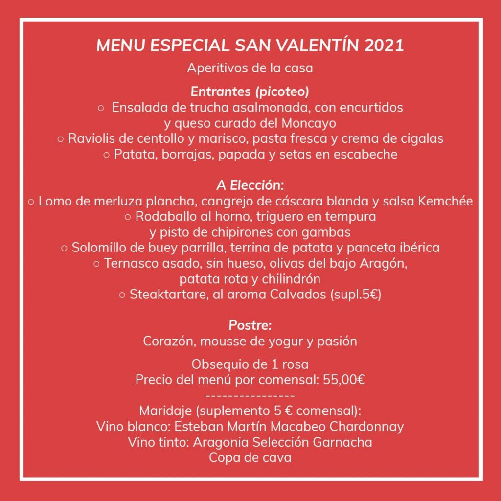 Menú de San Valentín El Chalet