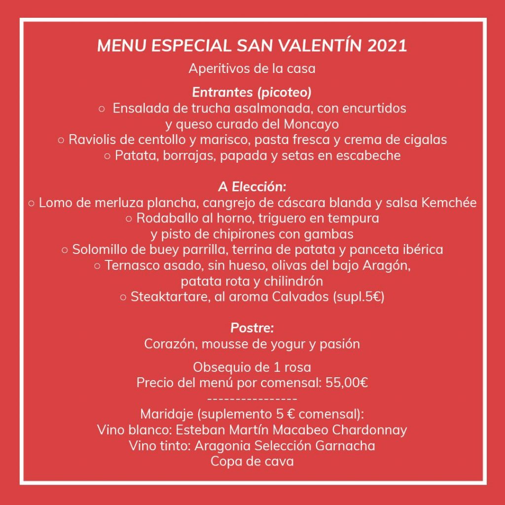 Menú de San Valentín El Chalet