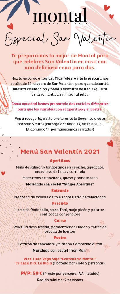 Menú de San Valentín Montal