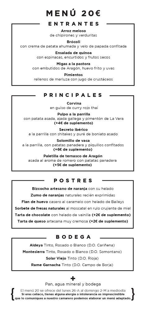 Menú Parrilla albarracín 