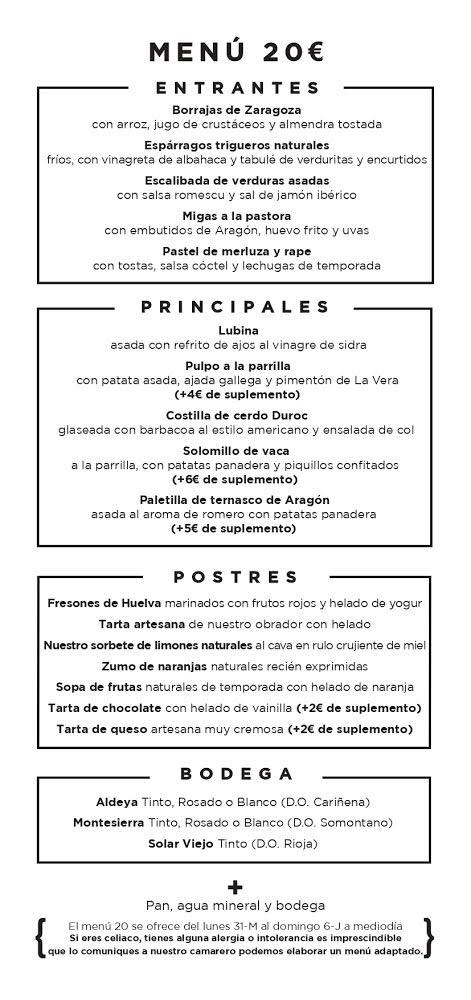 Menú Parrilla Albarracín 