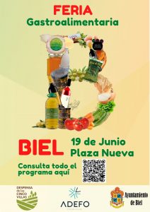Cartel Feria agroalimentaria Biel con QR para redes