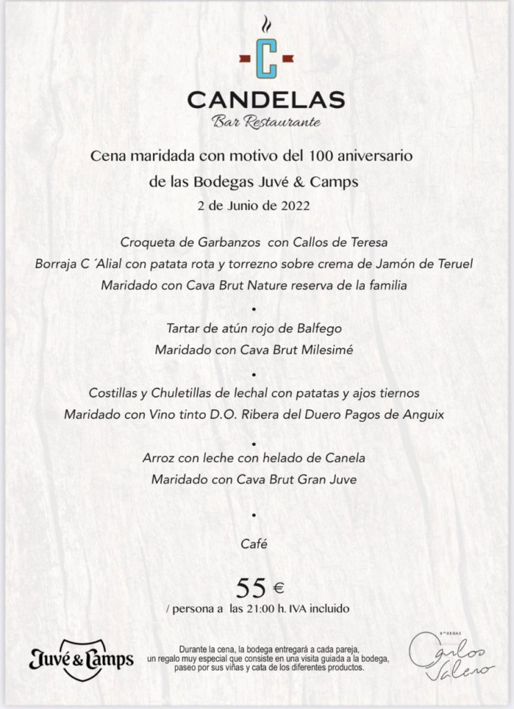 22 junio menu Candelas