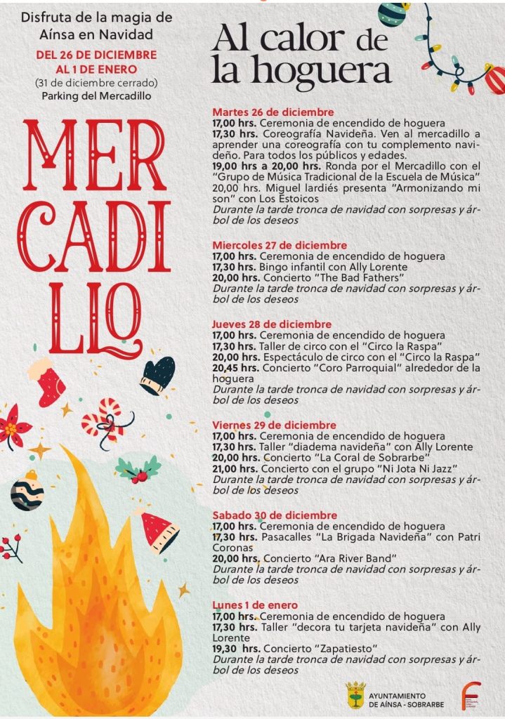 Cartel programación Mercadillo al calor de la hoguera