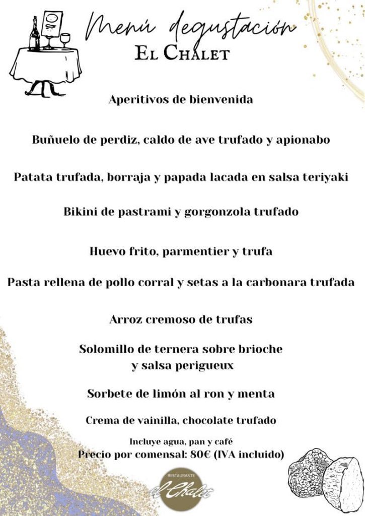 Chalet menu degustación 2024