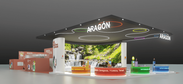 Aragón transforma su presencia en FITUR con un stand inmersivo de gran formato audiovisual con el lema ‘Aragón es el color, tú decides el viaje’