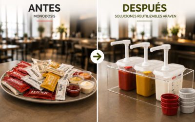 Araven ofrece más de 60 soluciones reutilizables para decir adiós a las monodosis de salsas en la hostelería